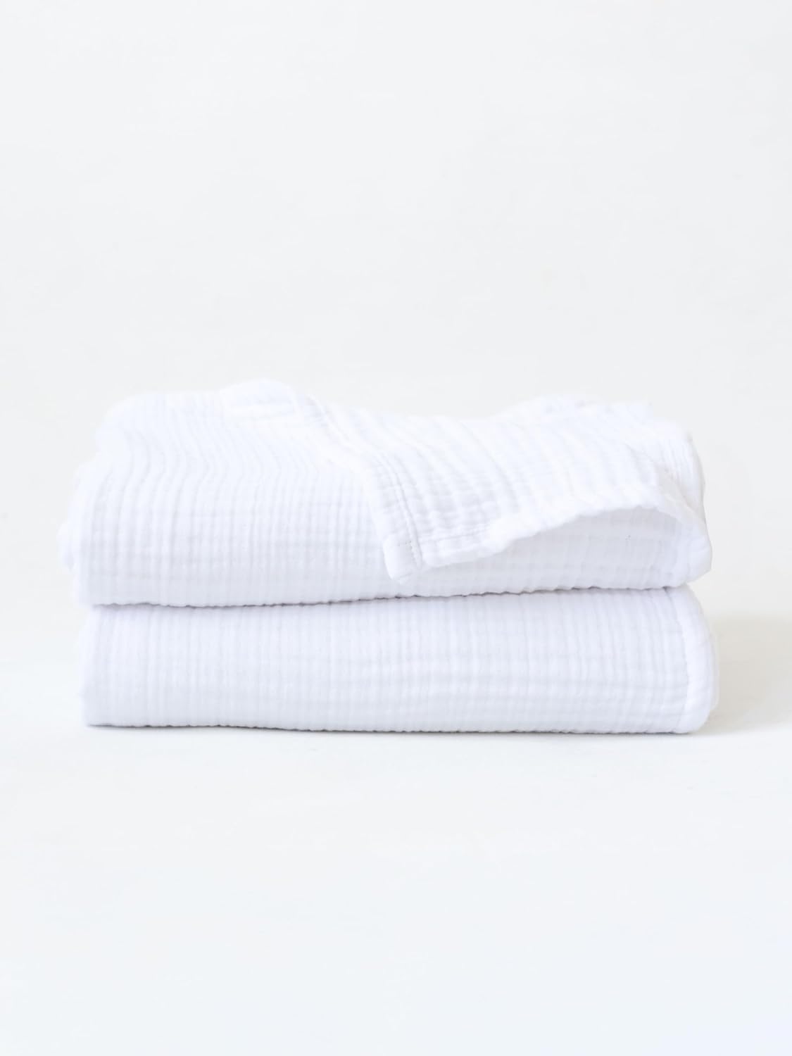 Muslin Bath Towels Pack of 2, Luxury 100% Turkish Cotton Thin Soft Quick-Dry Lint-Free Large Size Bath Hand Bathroom Towel Sets (White, Pack of 2 Bath Towels)