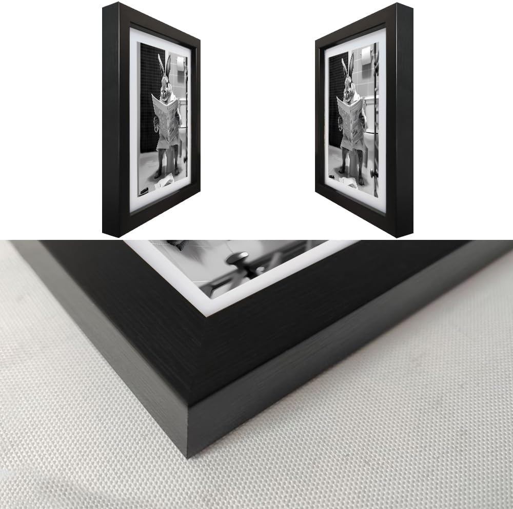 Kids Bathroom Wall Art Cute Rabbit Reading Newspaper in the Toilet Decor Black and White Farmhouse Animal Wall Art Canvas Print Funny Bathroom Picture Artwork