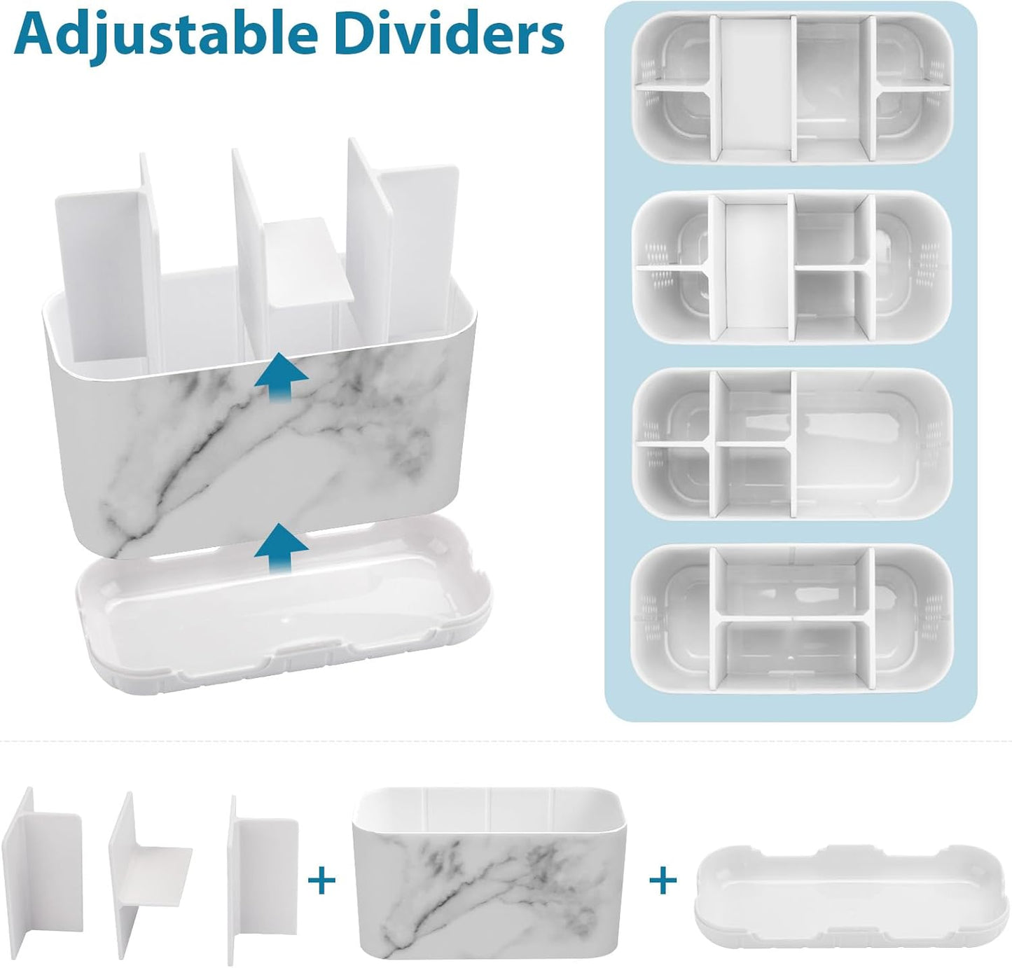 Boperzi Toothbrush Holders for Bathrooms Organizers and Storage, Large Tooth Brush Holders, Electric Toothbrush and Toothpaste Organizer Caddy with Drainage Holes for Kids Family RV Camper