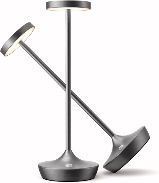 Cordless Table Lamps Outdoor - Rechargeable 6000mAh Battery Operated Table Lights - LED Portable Touch Dimmable Waterproof Table Lamp for Patio Restaurant Dining (2 Grey)