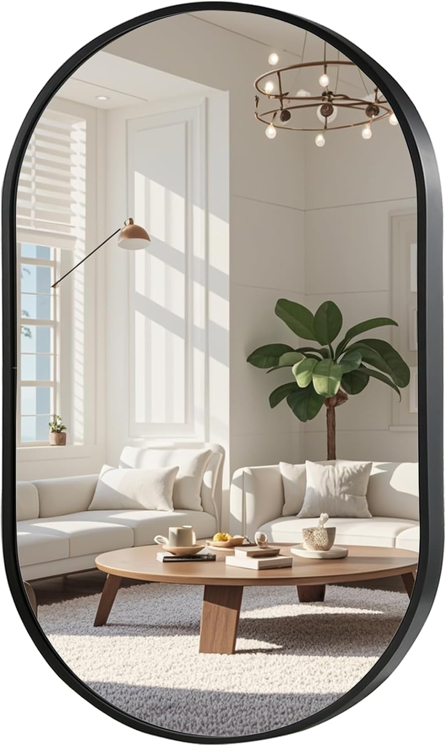 FARMER Black Oval Mirror, 22x30 Inch Oval Bathroom Mirror, Metal Frame Wall Mirror, Gold Mirror, Wall Mounted Bathroom Vanity Mirror for Bedroom, Living Room, Entryway, Vertical or Horizontal