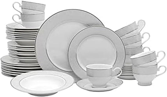 Mikasa Parchment 40-Piece Dinnerware Set, Service for 8, Durable Porcelain Plates, Bowls, and Mugs with Contemporary Design, Dishwasher Safe