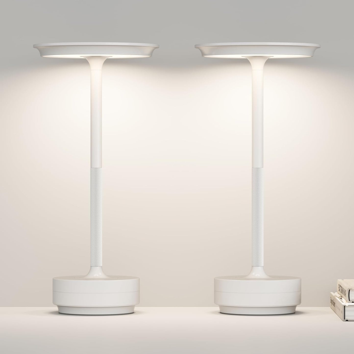 Table Lamp Table Lamps 2P Wihte Cordless Rechargeable Portable LED 5000mAh 3-Level Brightness Memory Function Battery Operated Restaurant Cafe