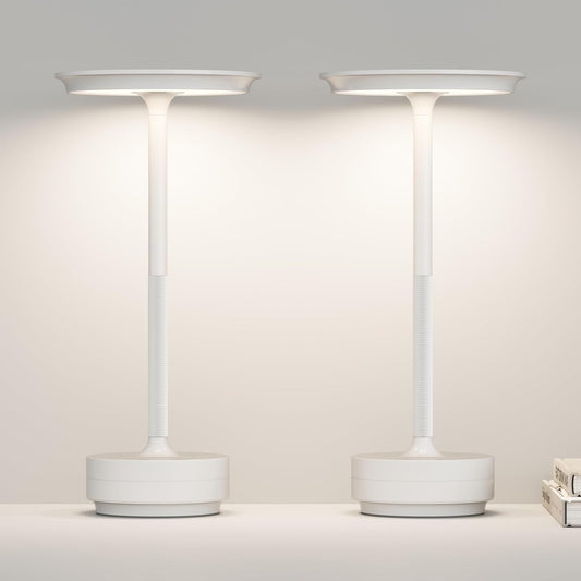 Table Lamp Table Lamps 2P Wihte Cordless Rechargeable Portable LED 5000mAh 3-Level Brightness Memory Function Battery Operated Restaurant Cafe