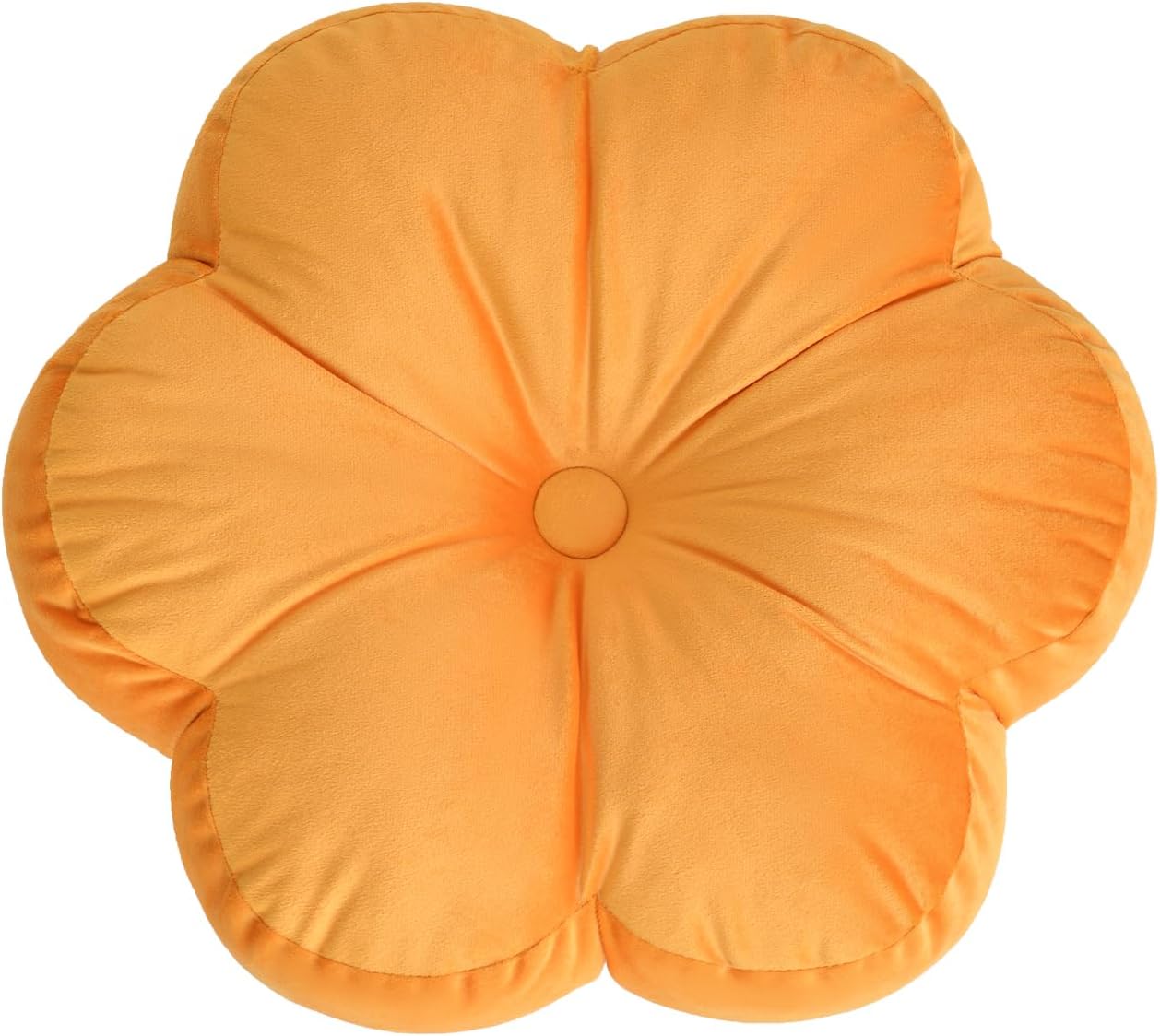 Xuyier Flower Pillow, Flower Shaped Pillow with Velvet for Couch Bed Chair Sofa, Home Decor Floor Seating Cushion Cute Throw Pillows for Living Room Bedroom (15 Inches, Ginger Yellow)
