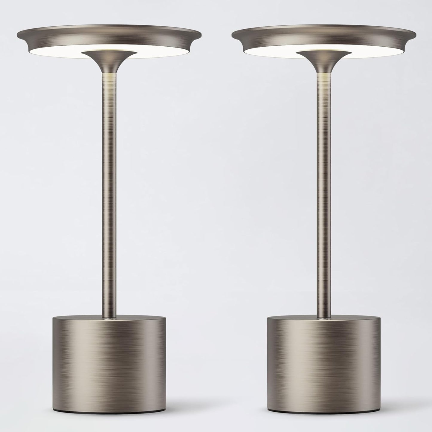 Cordless Table Lamp, Portable Rechargeable 6000mAh Outdoor Table Lamp, 3 Color Stepless Dimming Battery Powered Lamp, LED Table Light for Dinner/Restaurant/Outdoor (Gray)