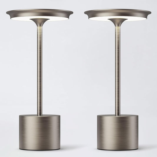 Cordless Table Lamp, Portable Rechargeable 6000mAh Outdoor Table Lamp, 3 Color Stepless Dimming Battery Powered Lamp, LED Table Light for Dinner/Restaurant/Outdoor (Gray)