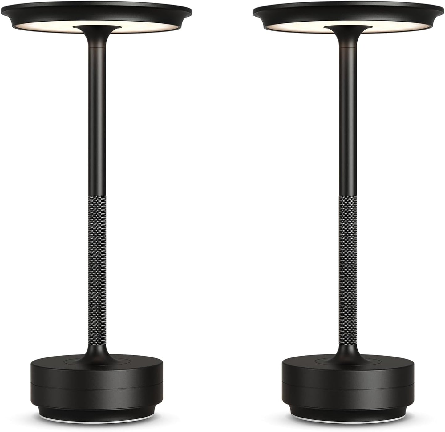 2 Pack Cordless Table Lamps Rechargeable, 5000mAh Portable LED Table Light, 3 Color Stepless Dimming Battery Powered Table Lamp, for Patio/Restaurant/Home/Outdoor.(Black)