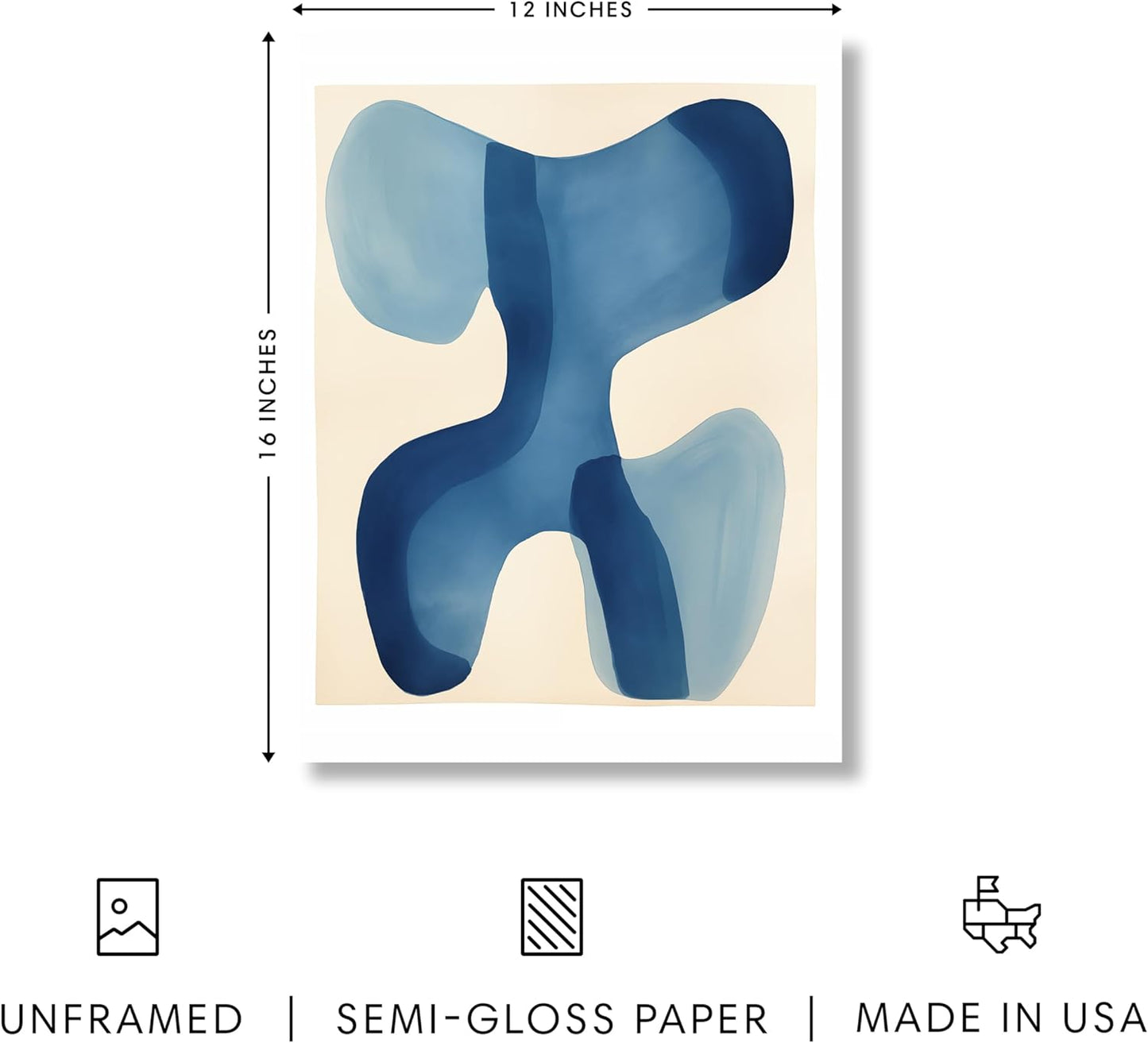 HAUS AND HUES Modern Abstract Wall Art - Blue and Green Living Room Art, Modern Artwork for Walls, Minimalist Picture for Living Room(Blue Shapes, Unframed, 12x16)