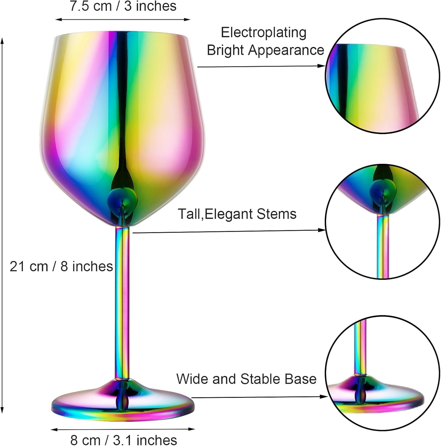 Stainless Steel Wine Glasses Set of 4 Unbreakable Colorful Wine Glass 18 oz Unique Metal Wine Goblets for Outdoor, Travel, Camping, Pool, Ideal Gift for Wine Lovers