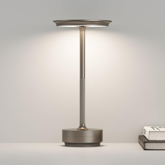 Cordless Table Lamp,Portable LED5000mAh Battery Operated,3 Levels of Brightness Dimming Up with Memory Function,for Restaurant/BBQ/Bars/Outdoor Party/Cafe Night Light(Coffee)