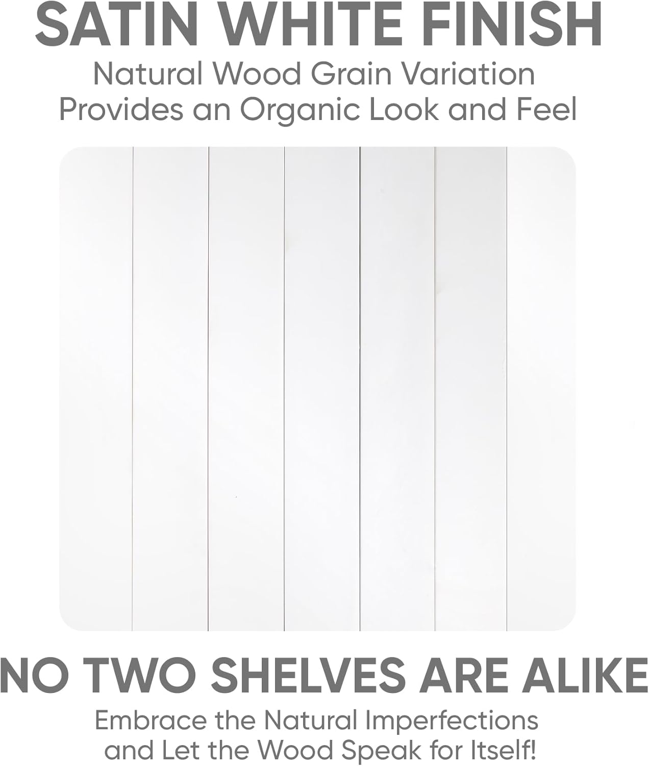 Homeforia White Floating Shelves 42 inch, High End Solid Real Wood 42inch Floating Shelf for Wall Mounted, White Wooden 42in Long Floating Shelves, Heavy Duty Bracket, 42 X 6.5 X 1.75 inches, Set of 3