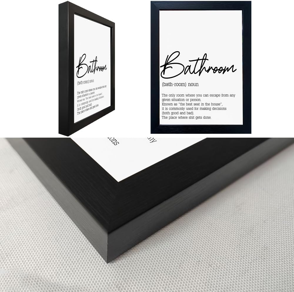 Black and White Bathroom Rules Print Framed Bathroom Pictures Wall Decor Art Modern Canvas Artwork for Guest Toilet Washroom