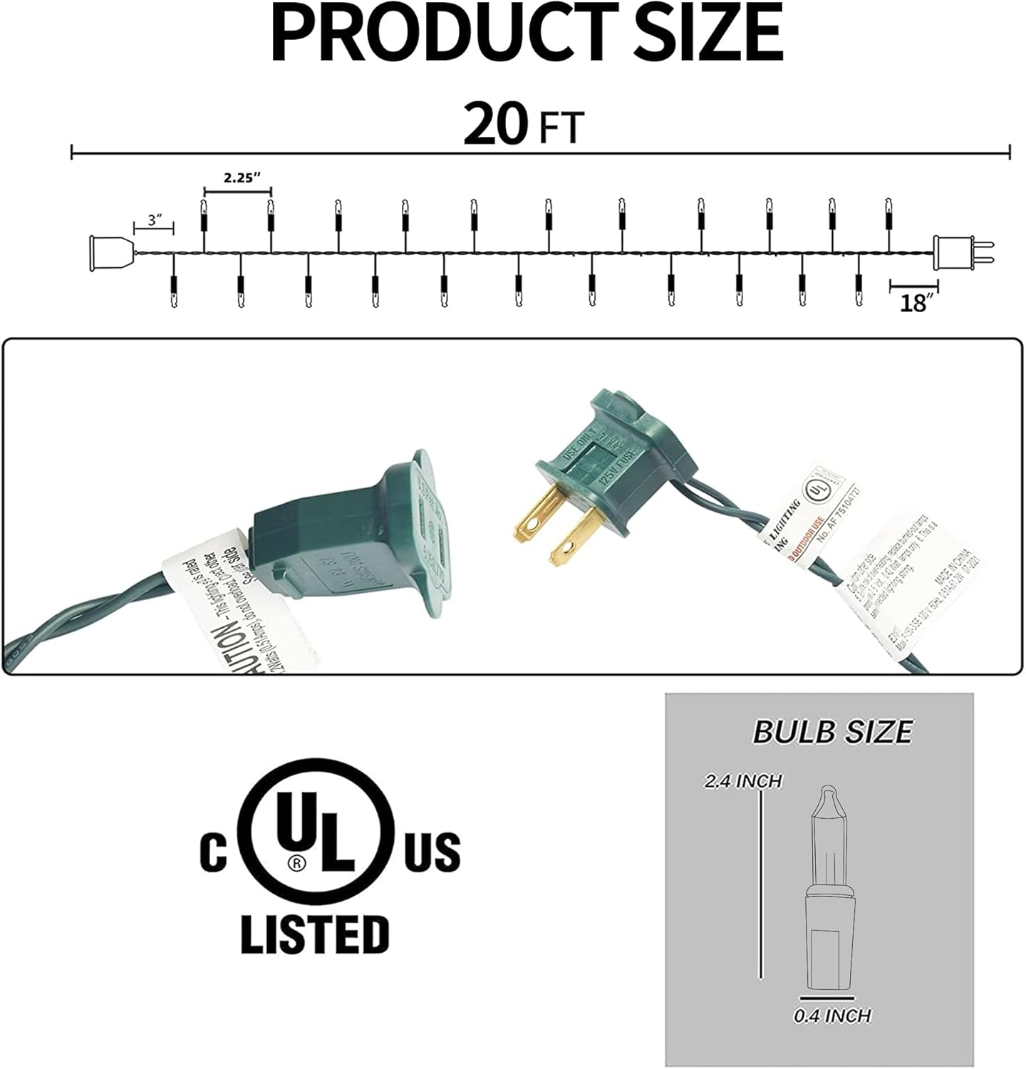 Uptotop Christmas 2 Pack String Light, Total 200 Count 40 FT Plug in Waterproof String Light Decorations for Party Carnival Supplies, Outdoor Yard Garden Decor (Warm White)