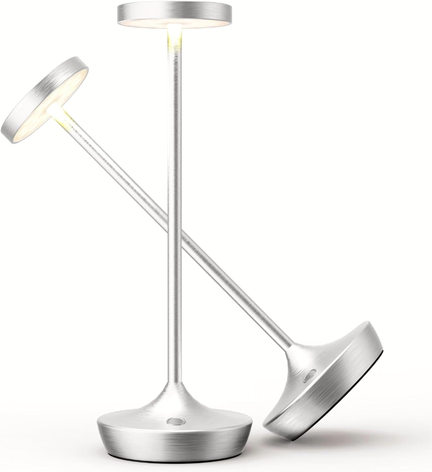 Cordless Table Lamp Rechargeable - 6000mAh LED Battery Operated Table Light - Portable Touch Dimmable Outdoor Waterproof Table Lamps for Patio Bar Restaurant Dining (2 Silver)