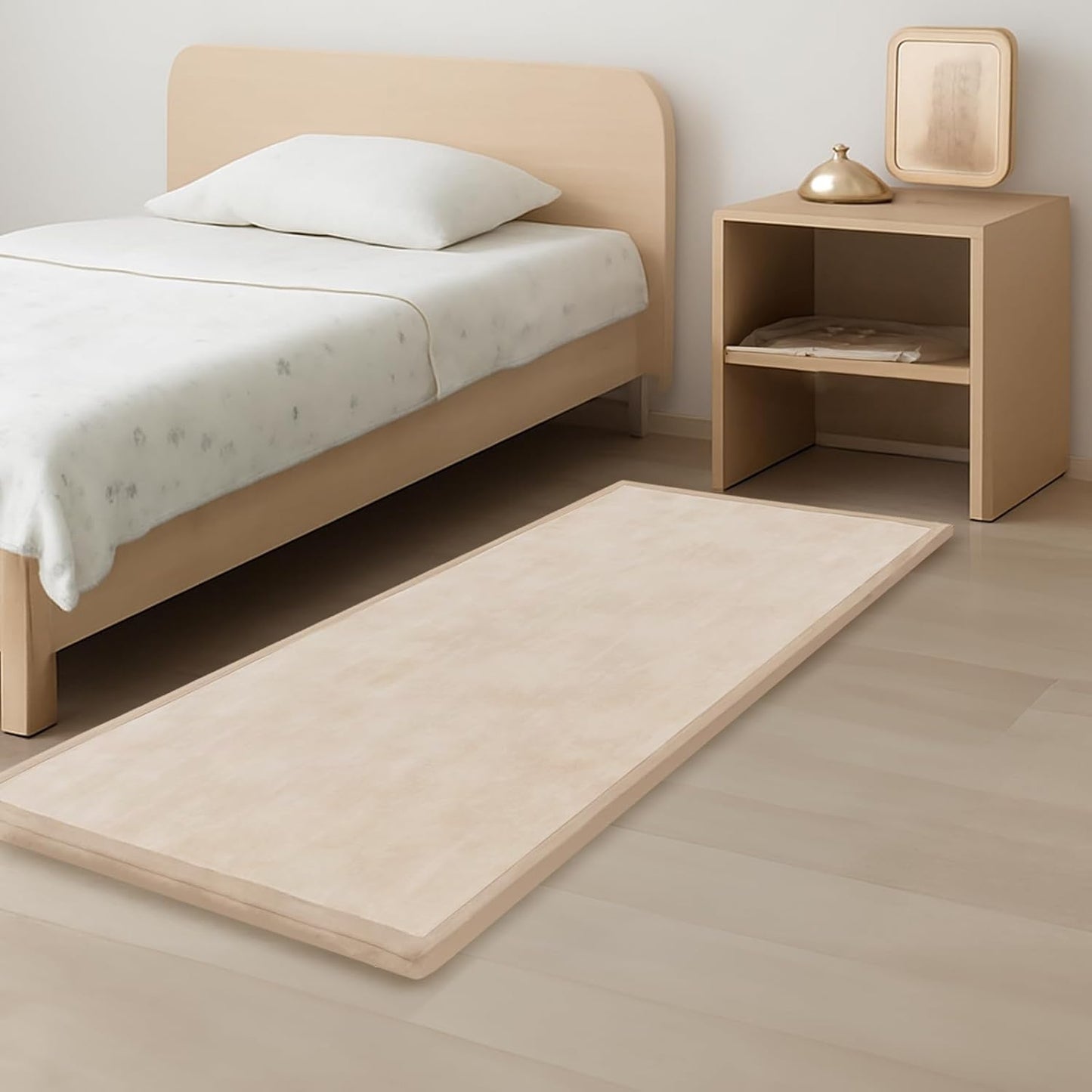 1.3" Thick Baby Play Mat for Floor, 28x72 Foam Tummy Time Mat, Padded Support Soft Plush Bedside Rugs for Infant Kids Toddler Crawling Kick Activity (Beige)