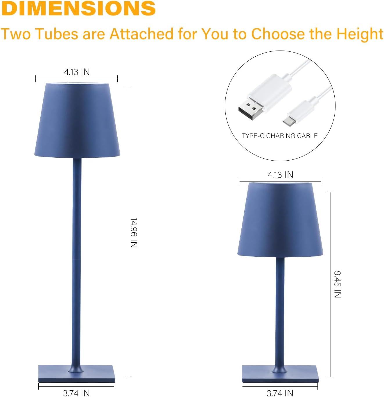 2 Pack Cordless Table Lamps, 3 Colors Stepless Dimming, 5000mAh Rechargeable Battery LED Desk Lamp for Bedroom/Couple Dinner/Desk/Cafe/Dining Room/Terrace