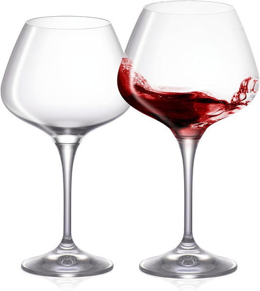 KAMMAK Wine Glasses Set of 2, 20 oz Hand Blown Crystal Bordeaux Wine Glasses, Thin Rim & Long Stem, Perfect for Red & White, Daily Use, Wedding Anniversary or Birthday Gift with Gift Box, Rebecca