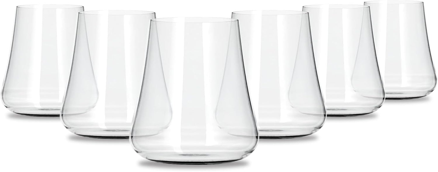 Gabriel-Glas Stemless Crystal Wine Glasses, Set of 6 - Premium, Universal Drinking Glass for Wine, Beer, Whiskey, and Cocktails - Dishwasher Safe, Lead-Free, 470 ml