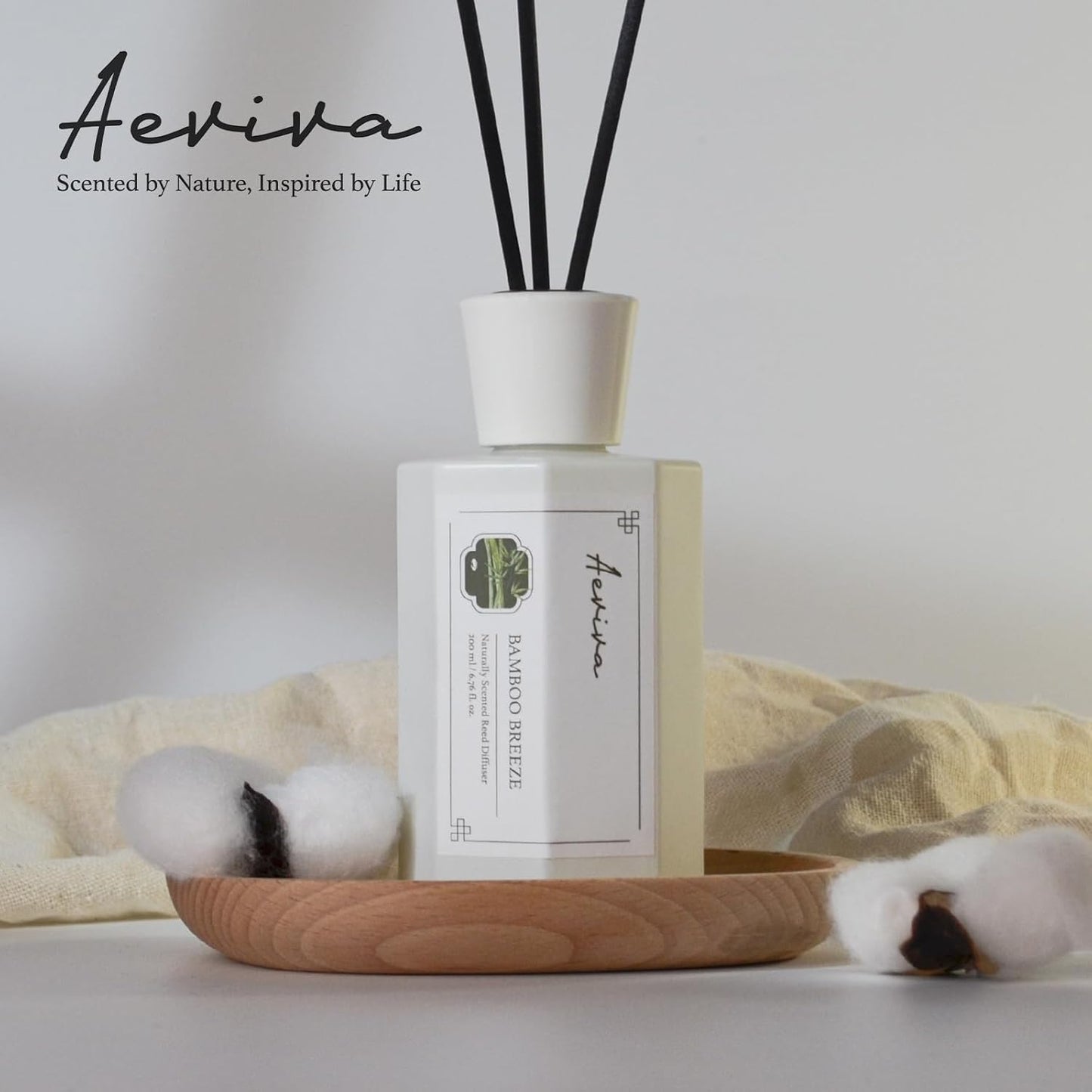 Reed Diffuser Set, 6.76 fl oz Bamboo Breeze Scented Oil Diffuser, Home Fragrance with Reed Sticks for Bedroom, Office, Bathroom Shelf Decor & Gifts