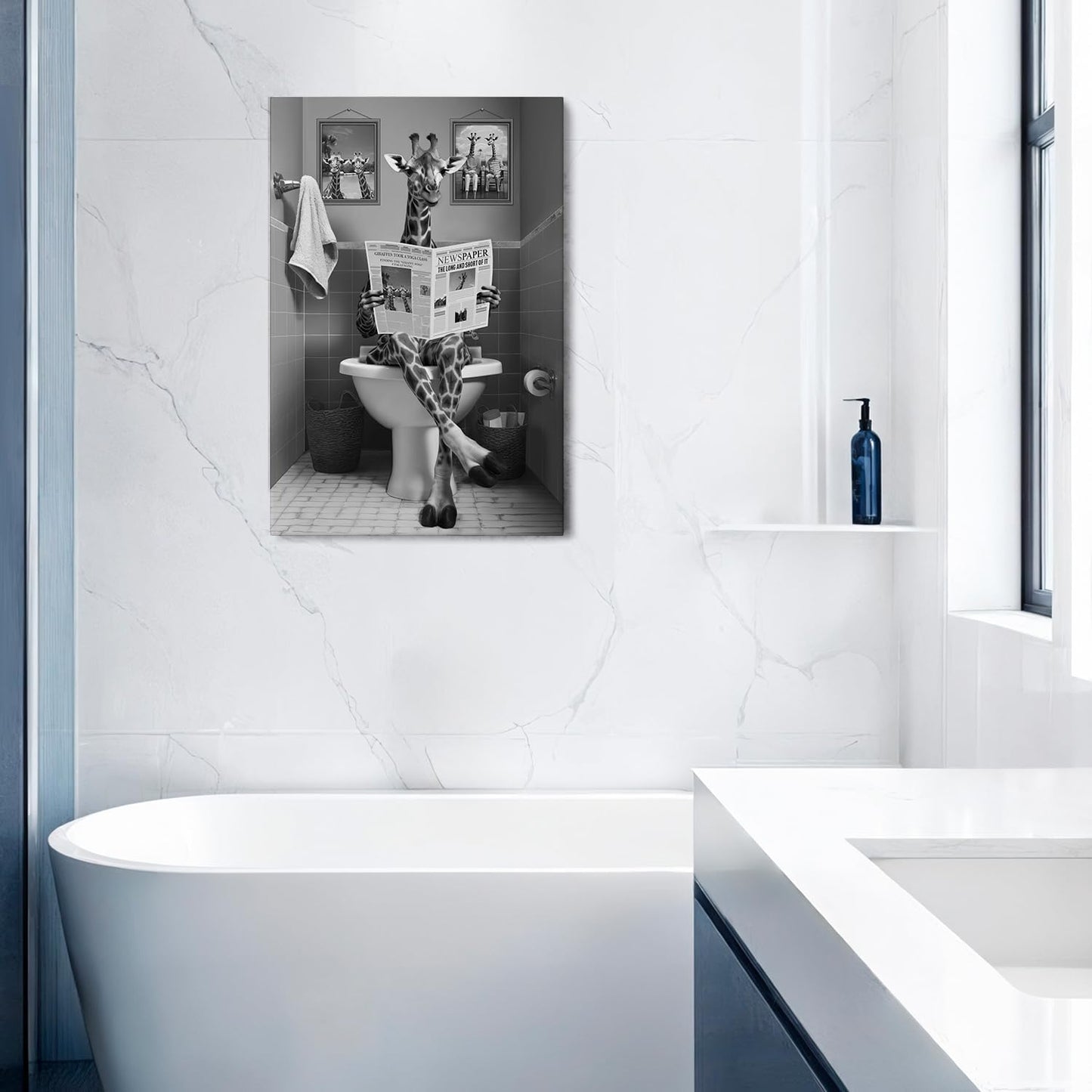 DIHSIEG Inspirational Canvas Wall Art Funny Bathroom Wall Art Print Poster, Frameless Canvas Decor,with Hook, Can be Placed on the Table,Motivational Prints,Dark 12x16 Inch