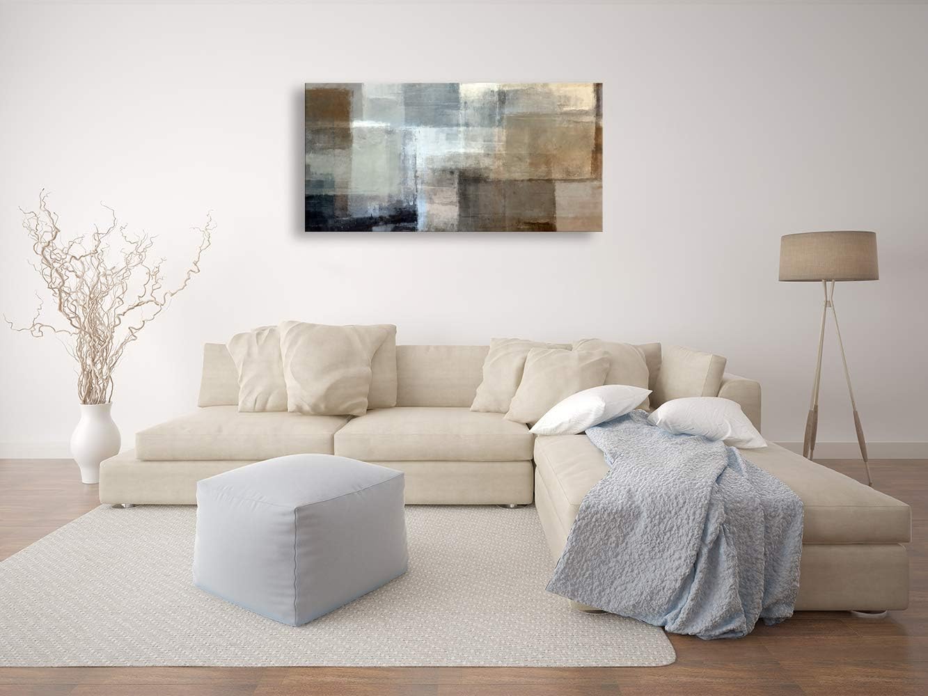 Baisuart Canvas Prints Abstract Wall Art Print Paintings Grey and Brown Stretched Canvas Wooden Framed for Living Room Bedroom and Office Home Decor Artwork 20x40inch