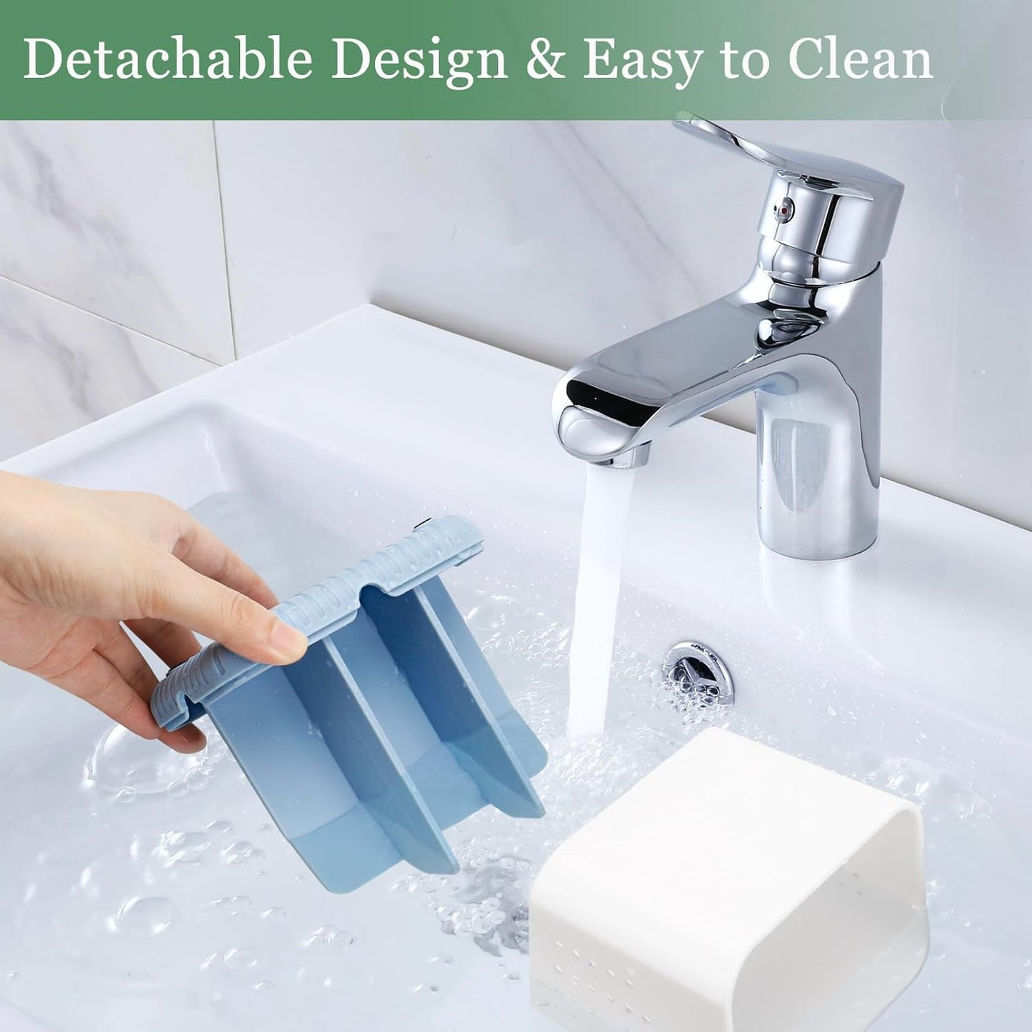 Toothbrush Holders for Bathrooms, Kids Electric Toothbrush and Toothpaste Holder, 4 Slots Tooth Brushing Holder for Bathroom Organizer Countertop, Bathroom Accessories (Blue)