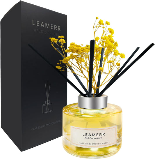 Reed Diffuser Sets Home Fragrance Essential Oil Diffuser Black Pomegranate Scent- 7 oz (210 ml)Fragrance Oil Diffuser for Bedroom Bathroom Home Décor Includes Reed Diffuser Sticks Scented Oils