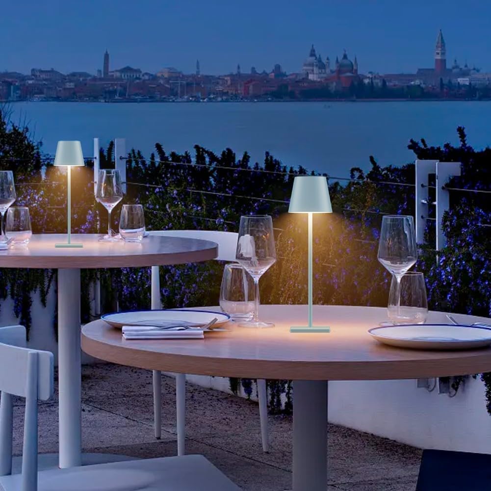 2 Packs Rechargeable LED Table Lamp,Outdoor Cordless Table Lamp Waterproof Portable, Stepless Dimmable Modern Lamp for Restaurant/Bedroom/Outdoor (Blue)