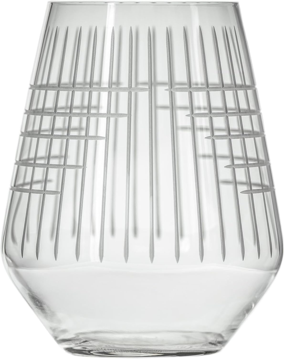 Rolf Glass Matchstick Stemless Wine Tumbler 18 ounce - Stemless Wine Glasses Set of 4 – Lead-Free Crystal Glass - Etched Tumbler Glasses - Made in the USA