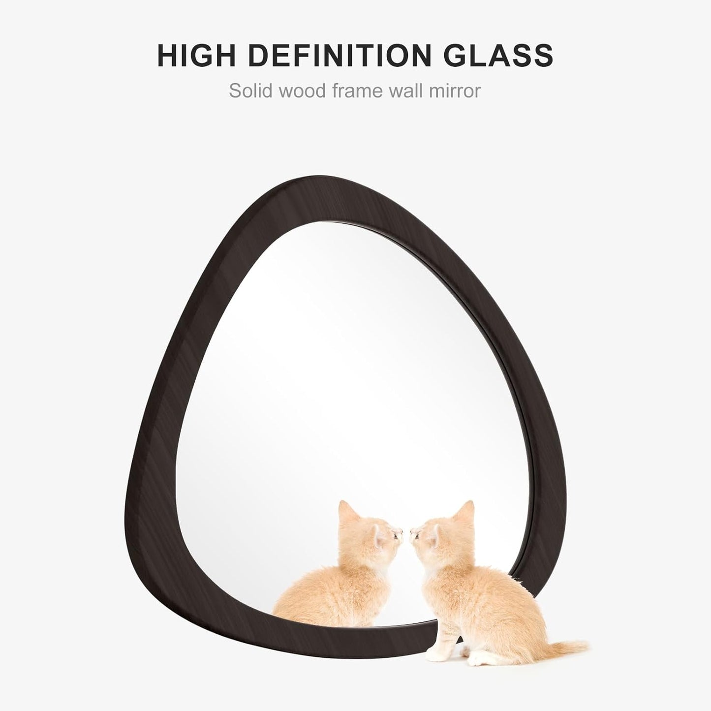 WallBeyond Asymmetrical Mirror, Irregular Wall Mirror, Wall Mirrors Decorative for Bedroom Living Room Entryway Hall, Wood Mirror for mid Century Modern Decor 23" H x 19" W, Black