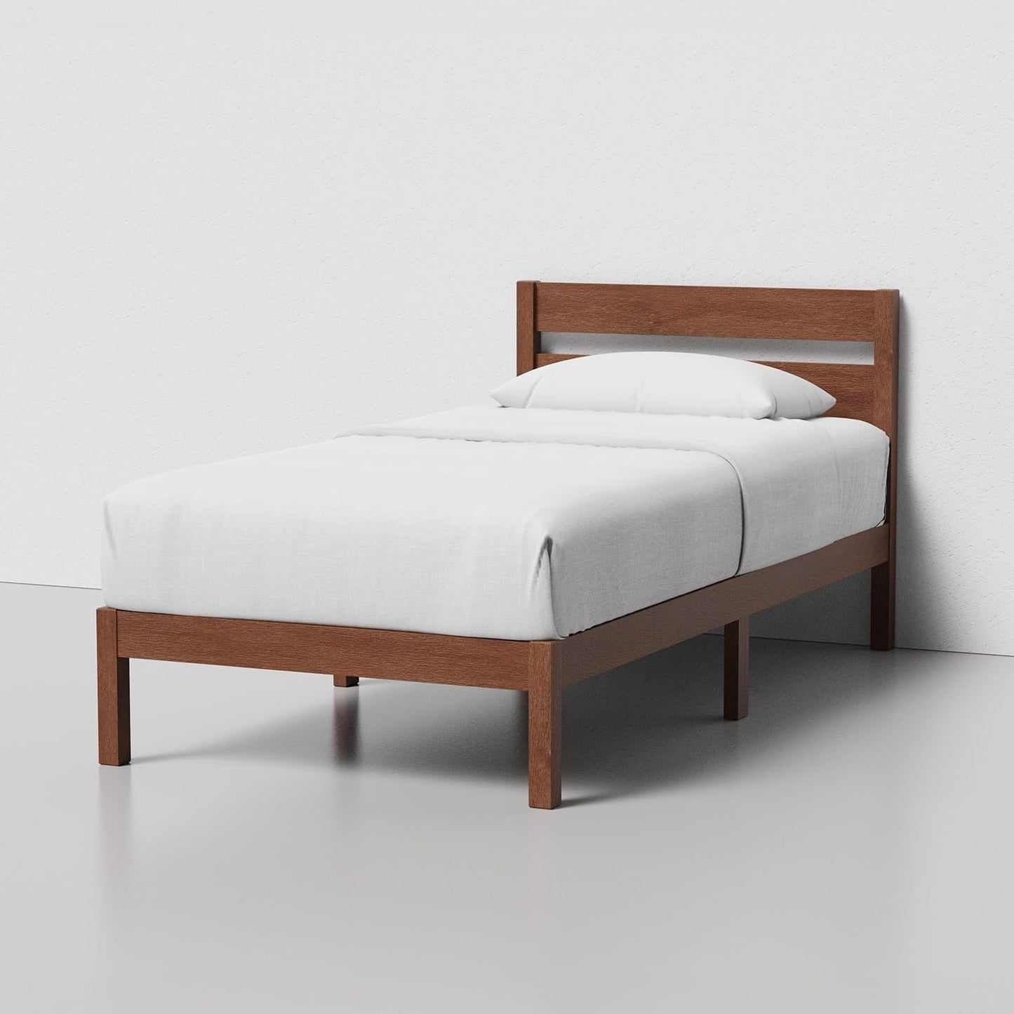 LIFEMENT Classic Wood Platform Bed Frame with Headboard, Essential, Noise Free, Under Bed Storage, No Box Spring Needed, Easy Assembly (Cherry, Twin)