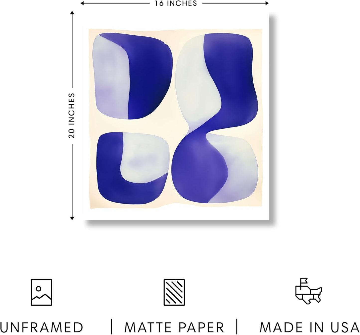 HAUS AND HUES Modern Abstract Wall Art - Blue and Green Living Room Art, Modern Artwork for Walls, Minimalist Picture for Living Room(Blue Tribal Shapes 2, Unframed, 16x20)