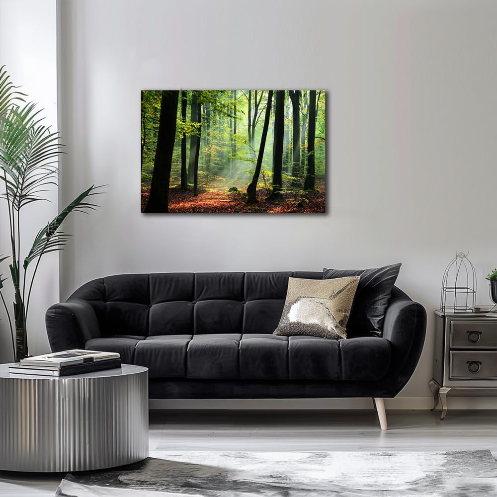 Nature Wall Art Forest Art Canvas Wall Decor Green Tree Canvas Print Artwork Decor for Living Room Mountain Wall Art Landscape Pictures for Bedroom Home Office Decorations 24x36Inch