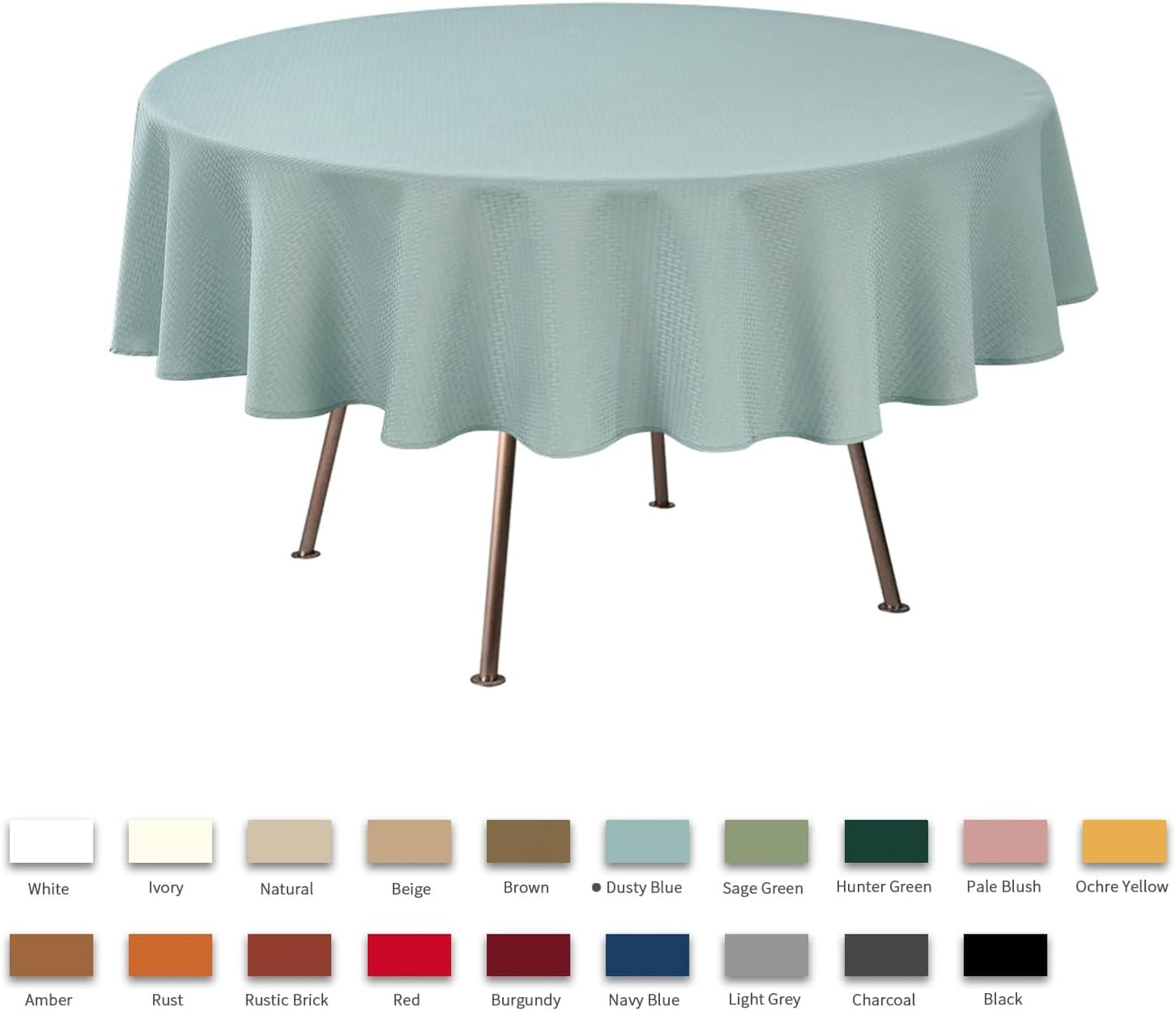 maxmill Round Weaved Texture Design Tablecloth Spill-Proof Wrinkle Free Soft Washable Table Cloth for Circular Table Cover, for Dining Room Banquet Parties Holiday Dinner, 70 Inch Dusty Blue