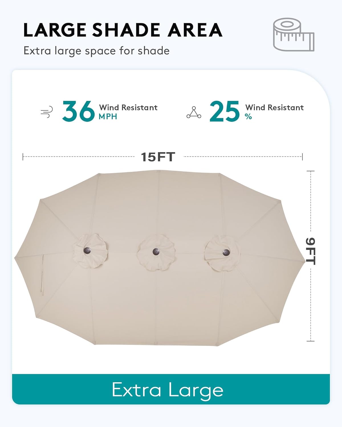 SERWALL 8-Piece Patio Dining Sets with 15FT Double Side Patio Umbrella, Outdoor HDPE Dining Furniture Set with Umbrella Hole Cut-Out Table and 6 Chairs, White（Umbreall Base not Included）