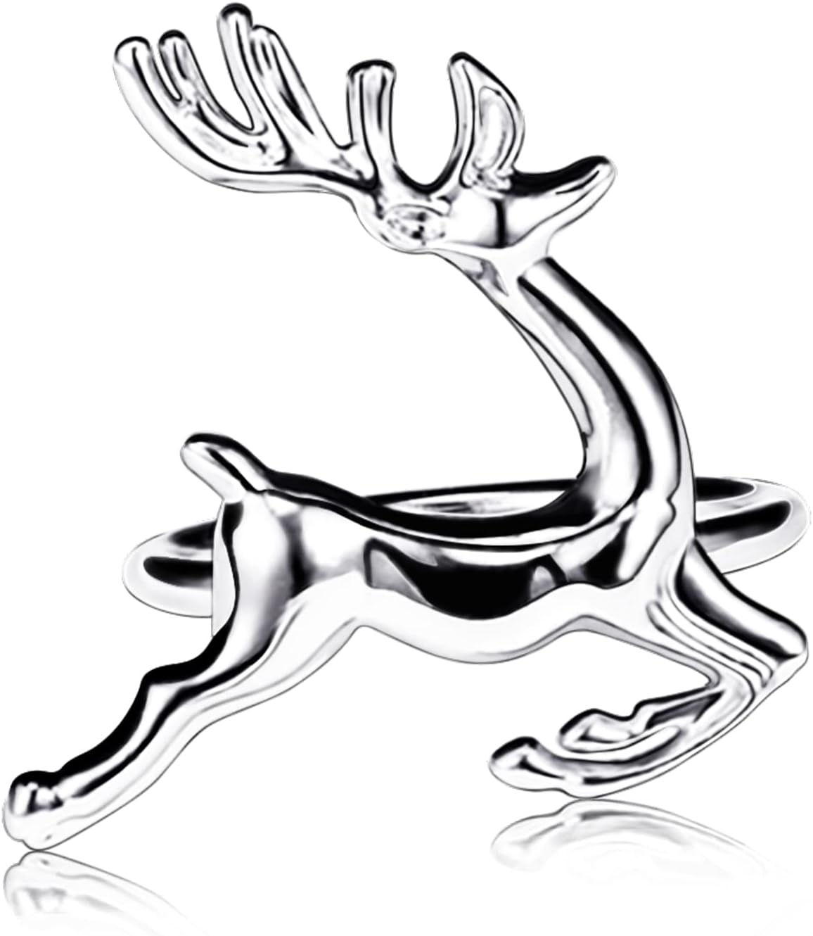 legigo Set of 6 Christmas Deer Napkin Rings for Dinning Table Setting - Metal Napkin Holder Rings for Xmas Dinner Holiday Party, Wedding Receptions Dinning Table Setting (Sliver)