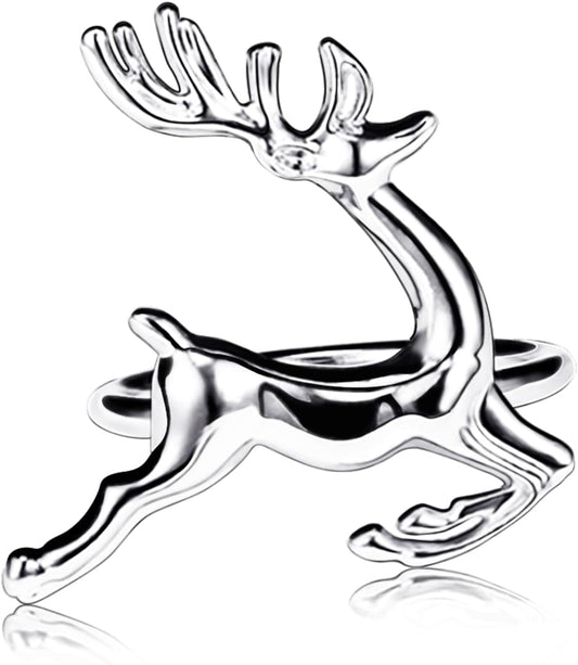 legigo Set of 12 Christmas Deer Napkin Rings for Dinning Table Setting - Metal Napkin Holder Rings for Xmas Dinner Holiday Party, Wedding Receptions Dinning Table Setting (Sliver)