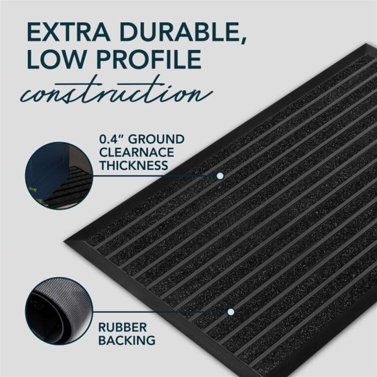 ubdyo Extra Durable Door Mat - Dirt Trapping Outdoor Welcome Mats - Non-Slip Outdoor Indoor Entrance - Low Profile Front Doormat (47" x 32", Bright Black)