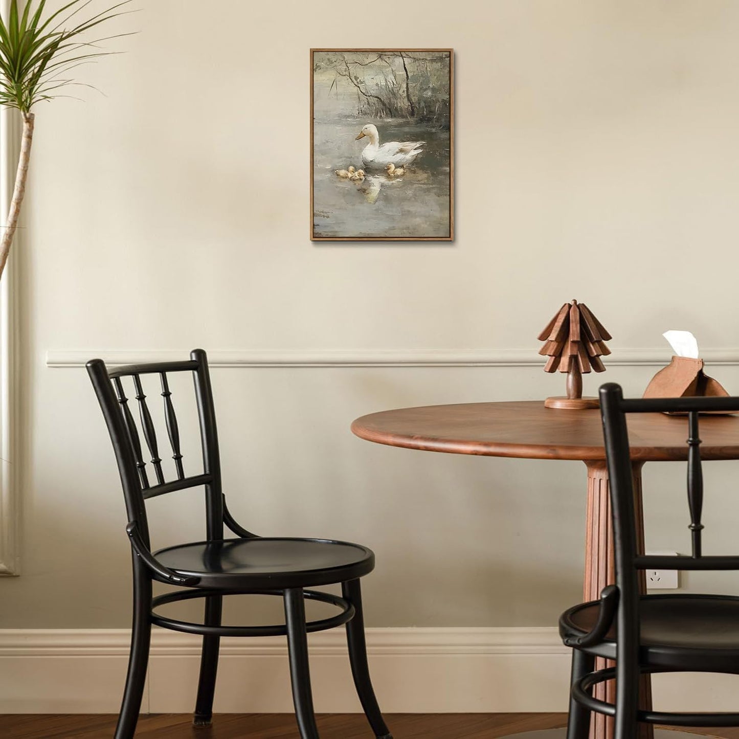 Djmwtb Vintage Framed Wall Art Duck Canvas Wall Art Prints Rustic Farmhouse Painting Pictures Wall Decor Artwork for Living Room Bedroom Bathroom Office 8x10in