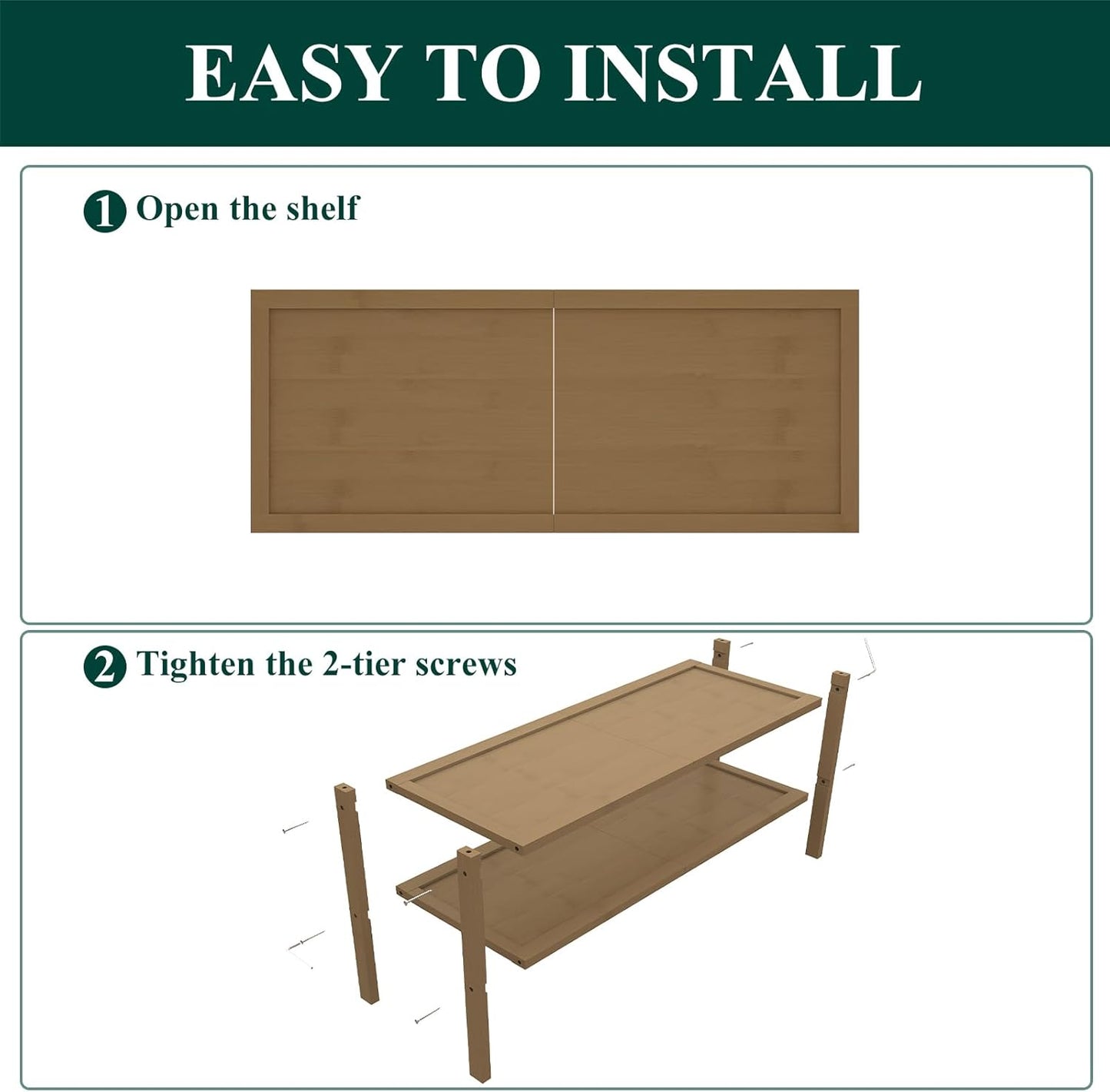 Smiry Bamboo Shoe Rack, 2 Tier Shoe Organizer for Entryway & Closet, Stackable Free Standing Storage Shelf for Shoes, Bags & Plants, Walnut