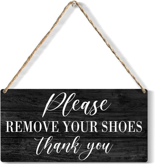 Please Remove Your Shoes Thank You compression Wood Sign Rustic Shoes off Compression Wood Hanging Plaque for Home Wall Art Decoration 6 x 12 Inches Present