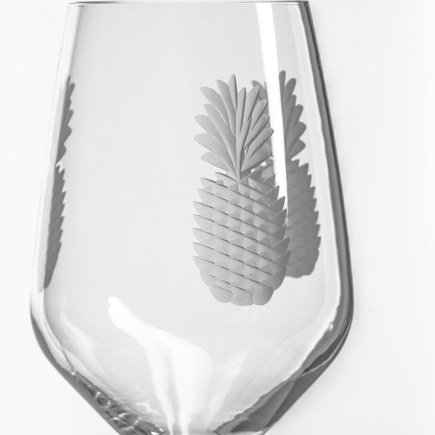 Rolf Glass Fresh Pineapple White Wine Glass | 10.75oz | Lead-Free and Diamond-Wheel Engraved | Engraved in the US | Tropical Glassware with Etched Pineapple Design | Set of 4