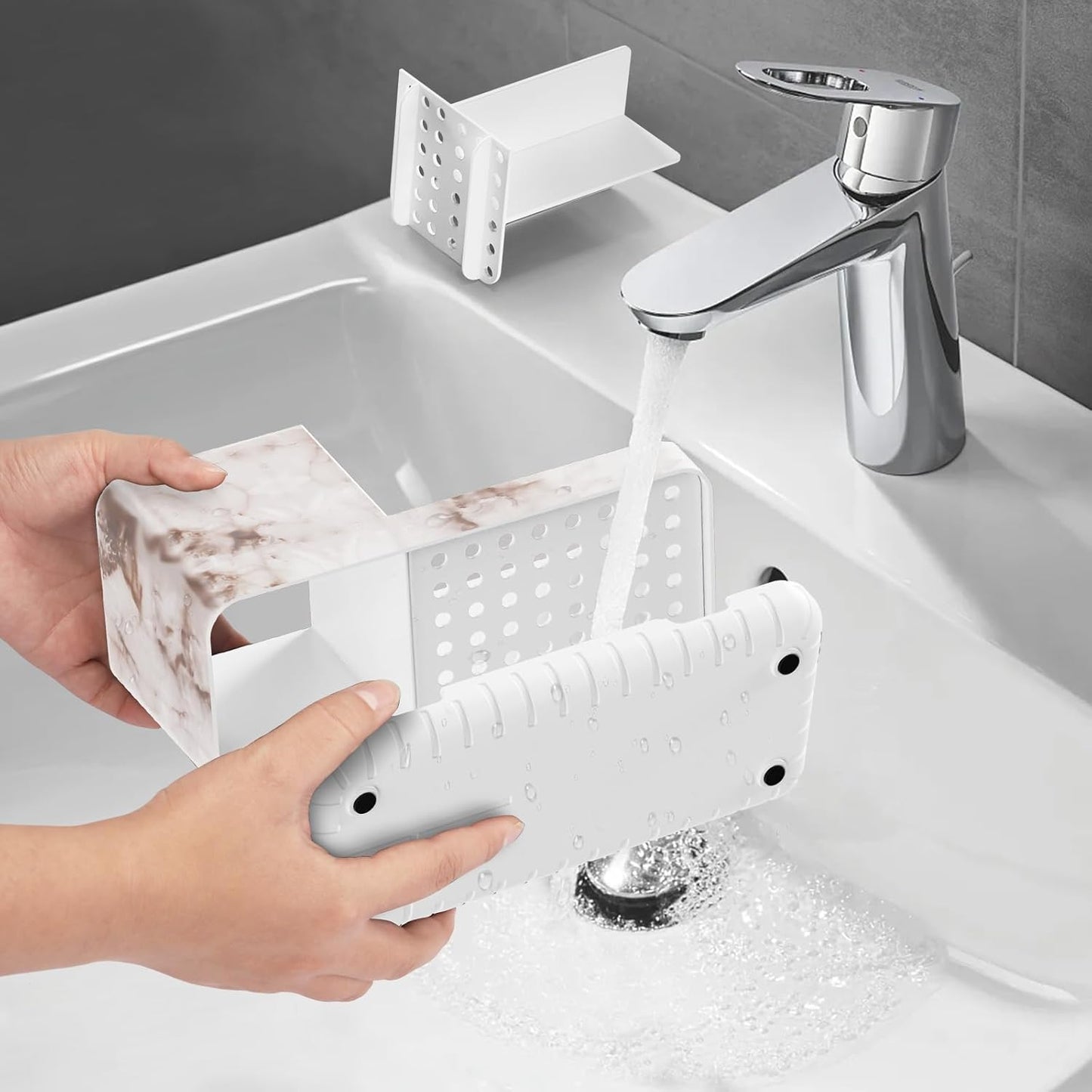 Toothbrush Holders for Bathroom Countertop Organizer, Kids Electric Toothbrush and Toothpaste Holder for Bathroom Organizers and Storage (White Marble Grain)