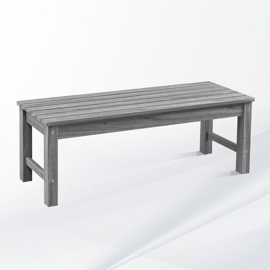 Psilvam 2-Person Outdoor Poly Lumber Patio Backless Bench, Fade-Resistant & Odor-Free Poly Lumber Patio Furniture, Weatherproof, Suitable for Garden, Porch and Park, 700 Lbs Support (1, Light Gray)