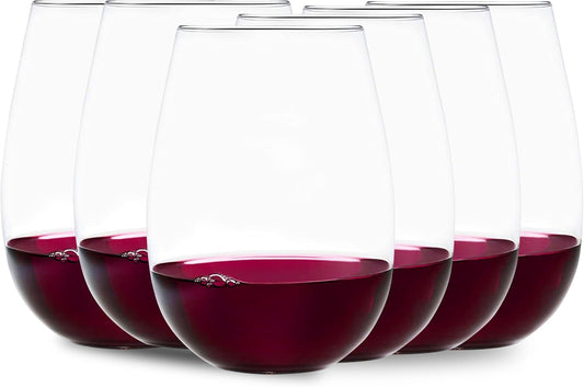 Voted New York Times Best Stemless Glass 2017, Elegant, Thin, European-Made,100% Lead-Free Crystalline Stemless Wine Glasses, Set of 6, 17 Fl Oz, Perfect for Sprits, Cocktails, Water, and Smoothies