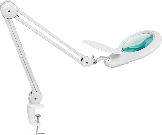 Neatfi Magnifying Lamp, 5 Diopter Glass Lens, 6500K Color Temperature, Eye-Friendly, Task Light for Sewing, Painting, Jewelry Making, and Reading (White, 7-Inch Lens with Clamp)