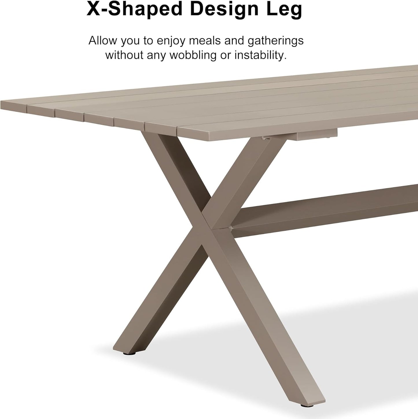 PURPLE LEAF 11 Pieces Outdoor Dining Set All-Weather PE Rattan Outdoor Patio Furniture Set with All Aluminum Frame Rectangular Table and Chairs Set for Lawn Garden Backyard Deck, Champagne