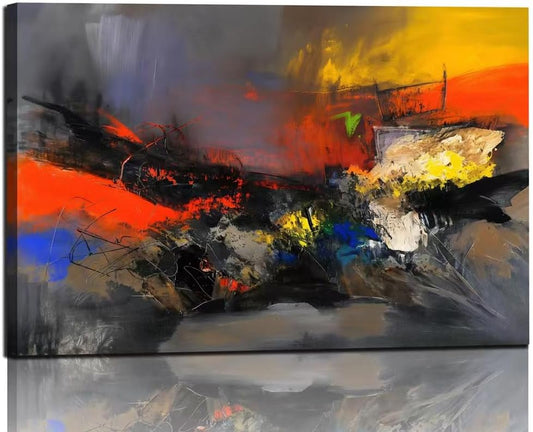 Red Black and Gray Abstract Canvas Wall Art Colorful Modern Multicolored Pictures for Living Room Contemporary Painting Wall Decor for Bedroom Home Office Decortions 24x36 inches