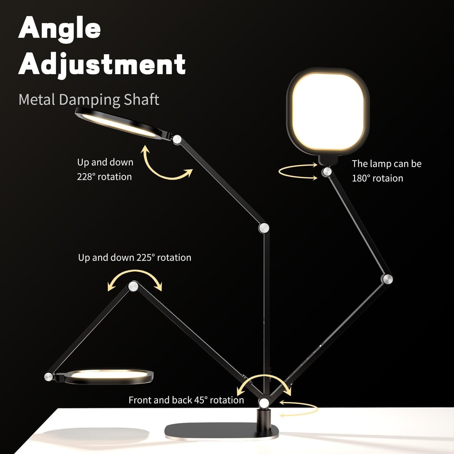 LED Desk Lamp for Home Office, Eye-Caring Modern Desk Light, 3 Color Temperature 10 Brightness Computer Light, Dimmable Desk Light with Memory & Timer Func, Metal Swing Arm Table Lamp